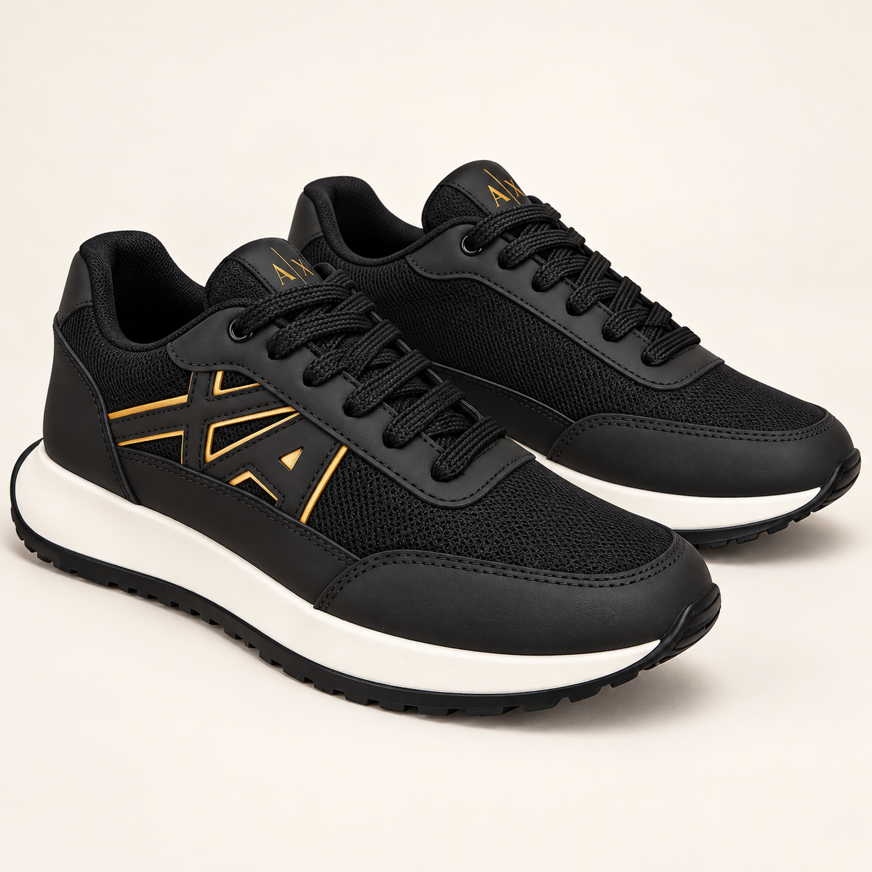 Tenis AX Armani Negro Dorado para Caballero - vista 1
