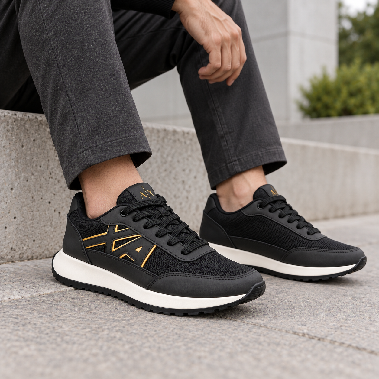 Tenis AX Armani Negro Dorado para Caballero - vista 3