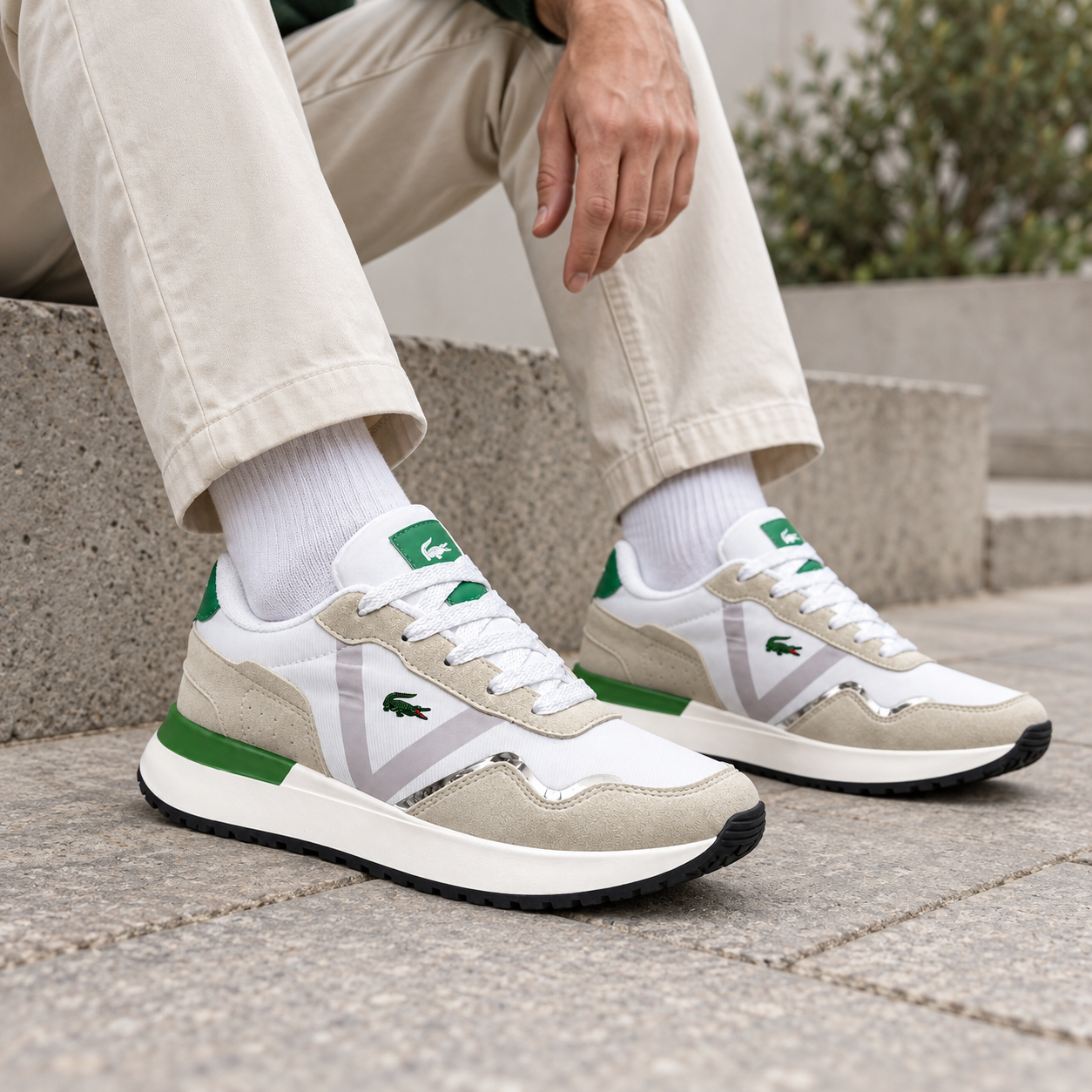 Tenis Lacoste Blanco Verde para Caballero - vista 3